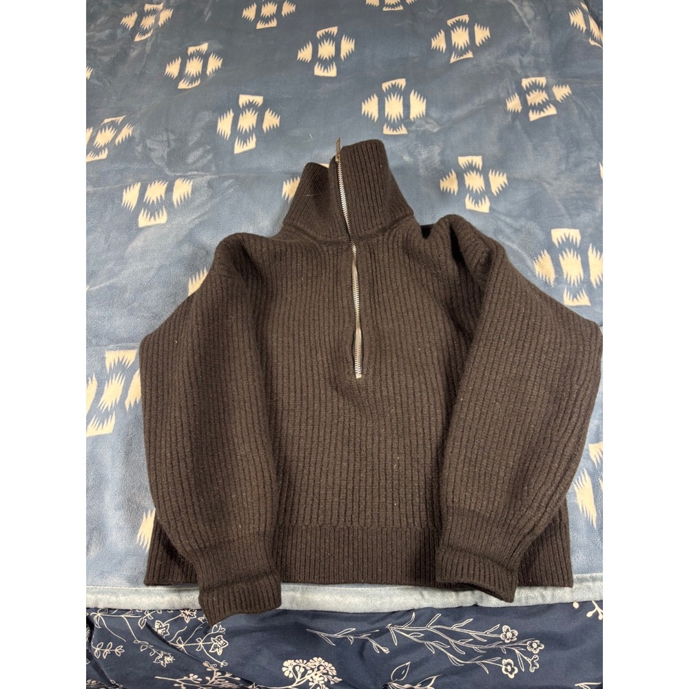 Everlane Womens Black Ribbed Half Zip Pullover Sweater Size S Mock Neck Knit